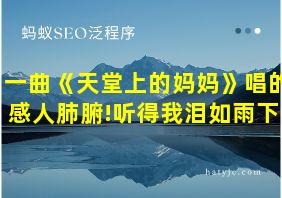 一曲《天堂上的妈妈》唱的感人肺腑!听得我泪如雨下!