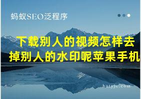 下载别人的视频怎样去掉别人的水印呢苹果手机