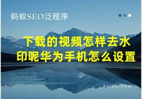 下载的视频怎样去水印呢华为手机怎么设置