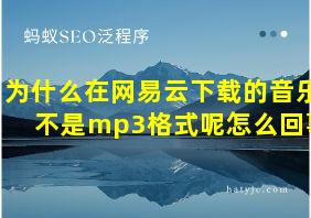 为什么在网易云下载的音乐不是mp3格式呢怎么回事