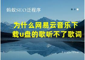 为什么网易云音乐下载u盘的歌听不了歌词