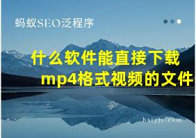 什么软件能直接下载mp4格式视频的文件