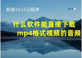 什么软件能直接下载mp4格式视频的音频