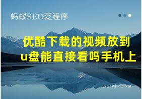 优酷下载的视频放到u盘能直接看吗手机上