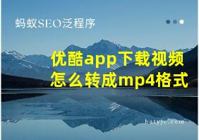 优酷app下载视频怎么转成mp4格式