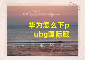 华为怎么下pubg国际服