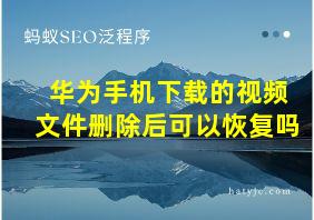 华为手机下载的视频文件删除后可以恢复吗