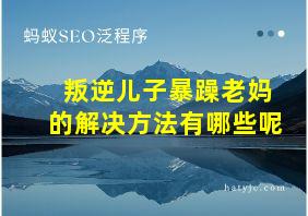 叛逆儿子暴躁老妈的解决方法有哪些呢