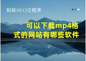 可以下载mp4格式的网站有哪些软件