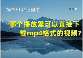 哪个播放器可以直接下载mp4格式的视频?