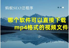 哪个软件可以直接下载mp4格式的视频文件