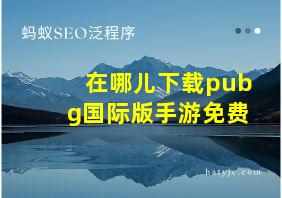 在哪儿下载pubg国际版手游免费