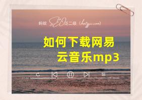 如何下载网易云音乐mp3