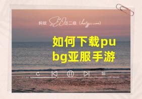 如何下载pubg亚服手游