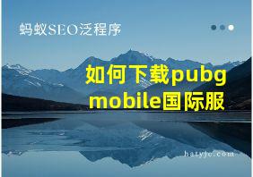 如何下载pubgmobile国际服