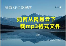 如何从网易云下载mp3格式文件