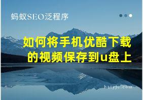 如何将手机优酷下载的视频保存到u盘上