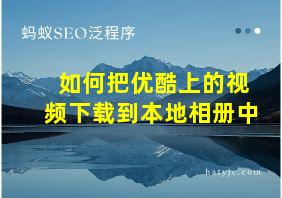 如何把优酷上的视频下载到本地相册中