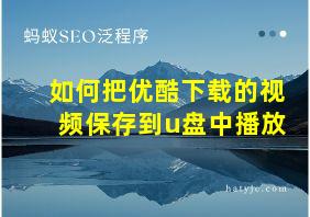 如何把优酷下载的视频保存到u盘中播放