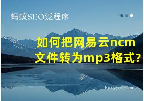 如何把网易云ncm文件转为mp3格式?