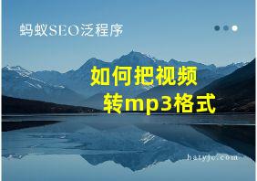 如何把视频转mp3格式