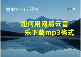 如何用网易云音乐下载mp3格式