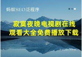 寂寞夜晚电视剧在线观看大全免费播放下载