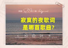 寂寞的夜歌词是哪首歌曲?