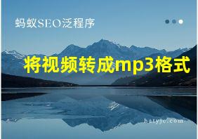 将视频转成mp3格式