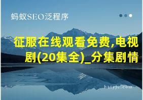 征服在线观看免费,电视剧(20集全)_分集剧情