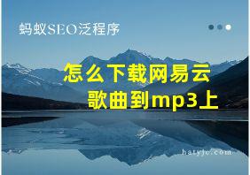 怎么下载网易云歌曲到mp3上