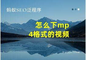 怎么下mp4格式的视频