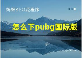 怎么下pubg国际版