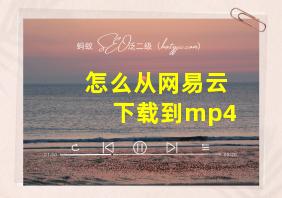 怎么从网易云下载到mp4