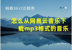 怎么从网易云音乐下载mp3格式的音乐