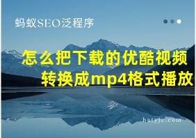 怎么把下载的优酷视频转换成mp4格式播放