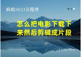 怎么把电影下载下来然后剪辑成片段