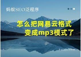 怎么把网易云格式变成mp3模式了