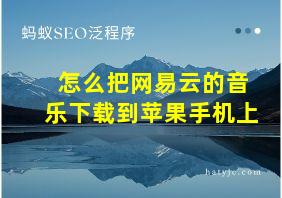 怎么把网易云的音乐下载到苹果手机上