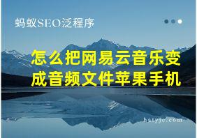 怎么把网易云音乐变成音频文件苹果手机