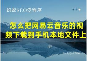 怎么把网易云音乐的视频下载到手机本地文件上