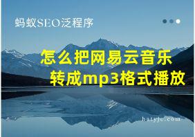 怎么把网易云音乐转成mp3格式播放