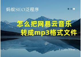 怎么把网易云音乐转成mp3格式文件