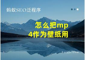 怎么把mp4作为壁纸用