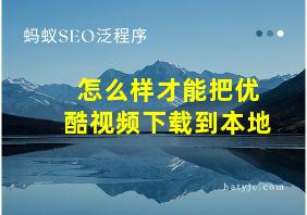 怎么样才能把优酷视频下载到本地