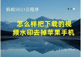 怎么样把下载的视频水印去掉苹果手机