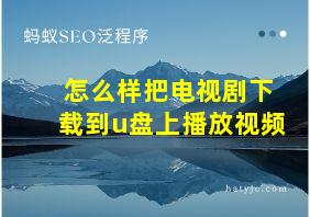 怎么样把电视剧下载到u盘上播放视频