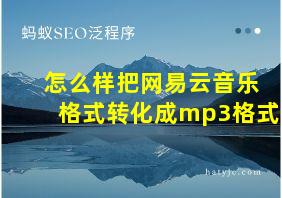 怎么样把网易云音乐格式转化成mp3格式