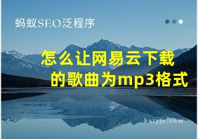 怎么让网易云下载的歌曲为mp3格式