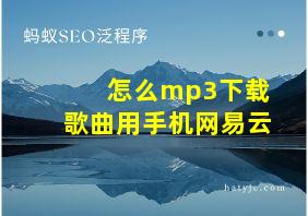 怎么mp3下载歌曲用手机网易云